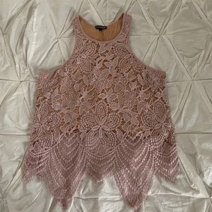 Express lace pink racer back tank